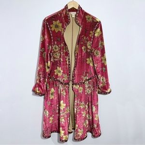 New Tracy Porter Velvet Floral Open Front Cardigan Duster Size 12/14